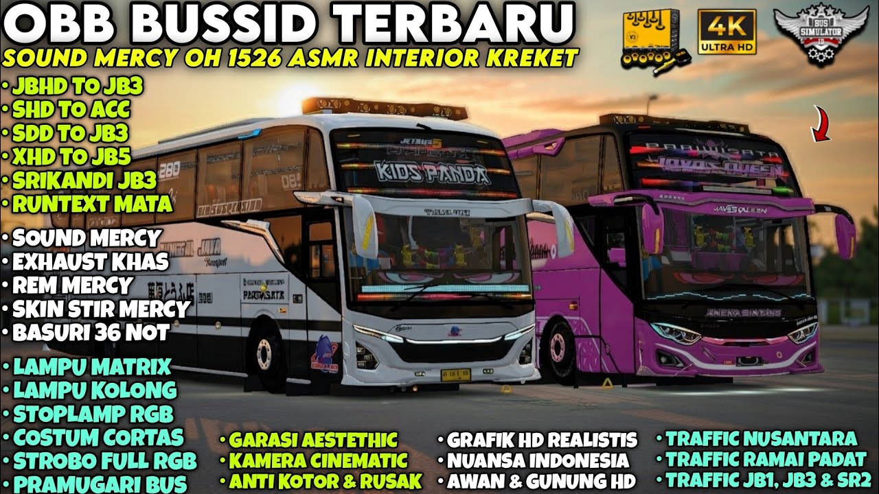 OBB BUSSID Terbaru 😍 Sound Mercy OH 1526 ASMR Interior | Grafik HD 4K + Full ACC | BUSSID v4.2