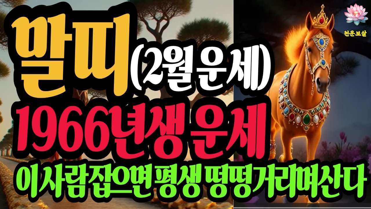 말띠, 1966년생, 2026년2월 운세, 이사람과 이색깔을 피해야 황금 재물이 폭발 합니다 #재물운 #사주명리학강의 #유튜브 #결혼운 #말띠운세 #병오년 #1966년생2월말띠운세