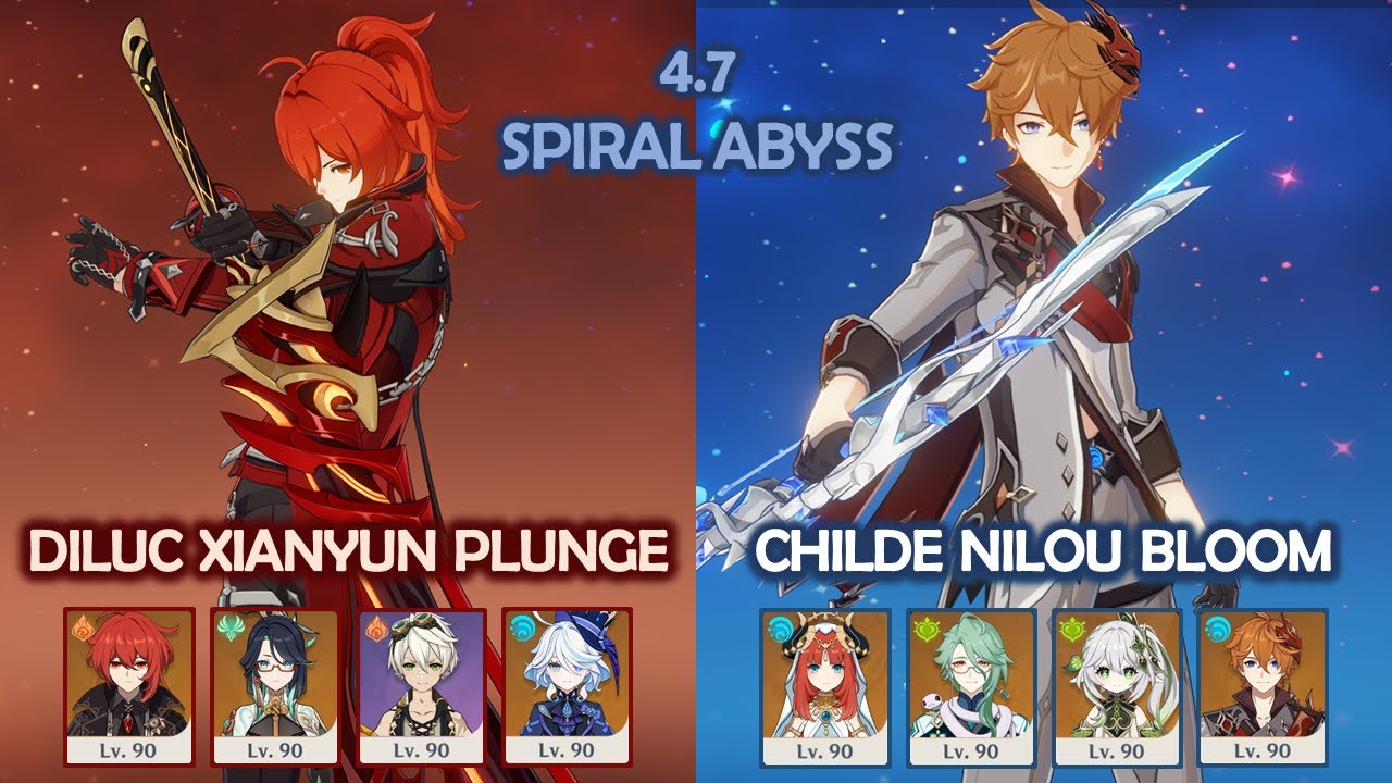 Diluc Xianyun & Childe Nilou Bloom - 4.7 Spiral Abyss - Genshin Impact