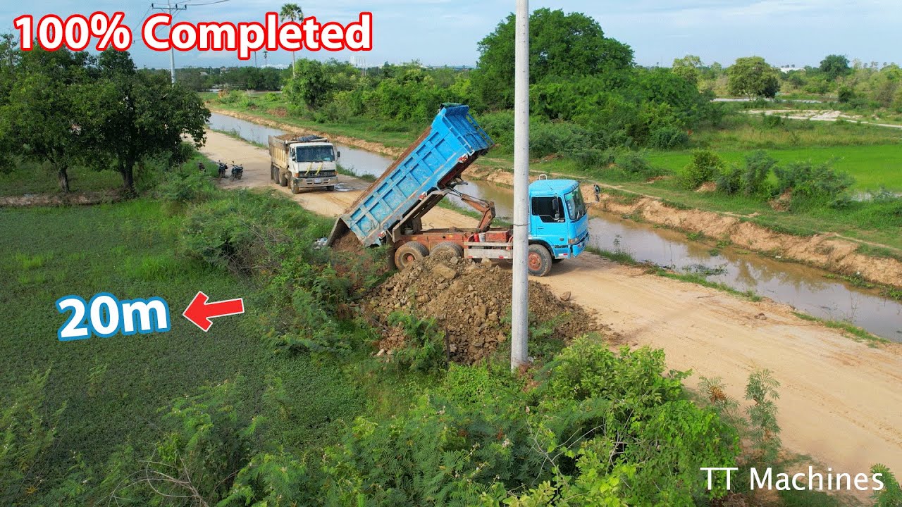 Full Videos 100% Completed Successfully !! Just Starting Project Filling Land By Trucks & D53P Dozer