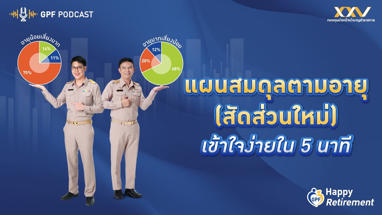 GPF PODCAST | Happy Retirement EP 4 : แผนสมดุลตามอายุ (สัดส่วนใหม่) เข้าใจง่ายใน 5 นาที