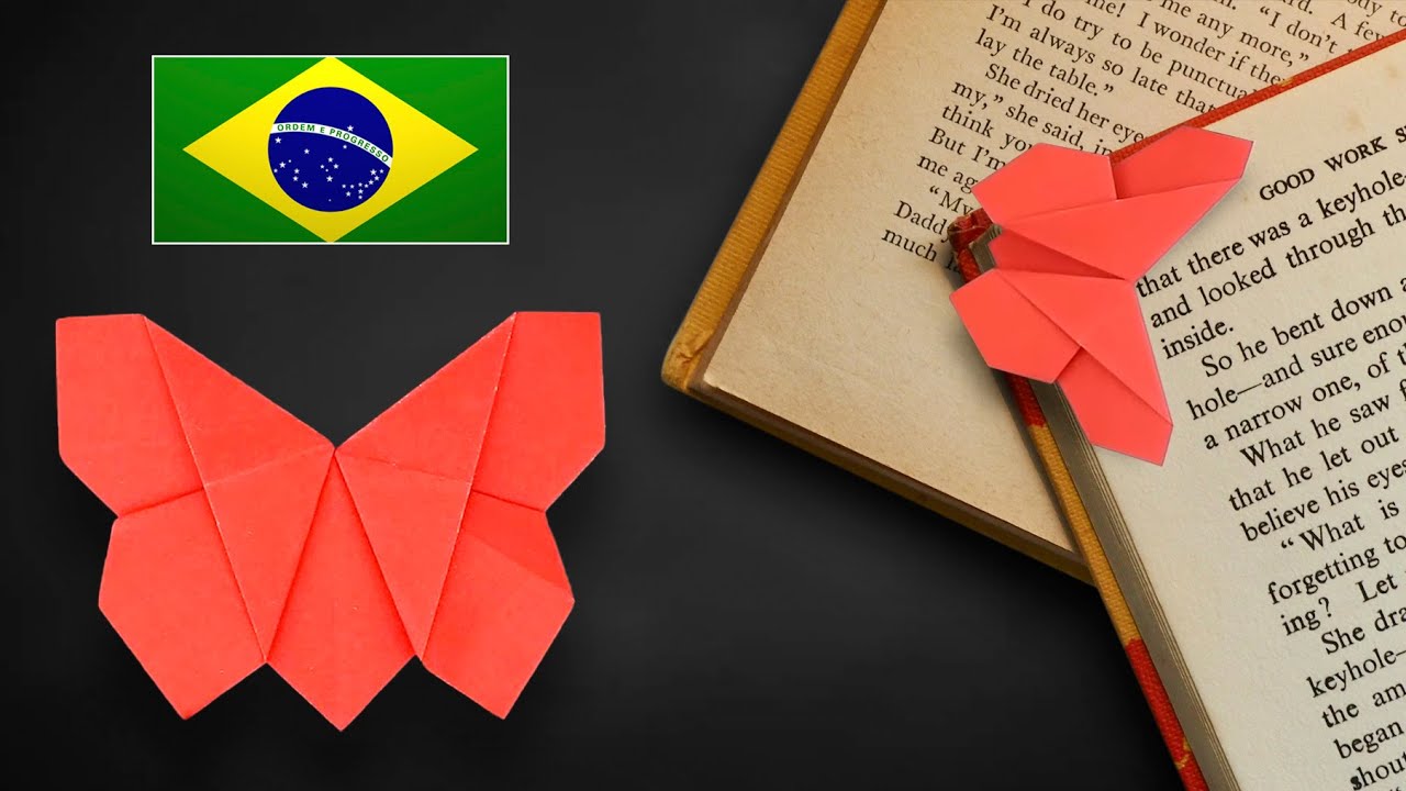 Origami de Borboleta Muito Fácil / Marca Página -  Tutorial PT-BR