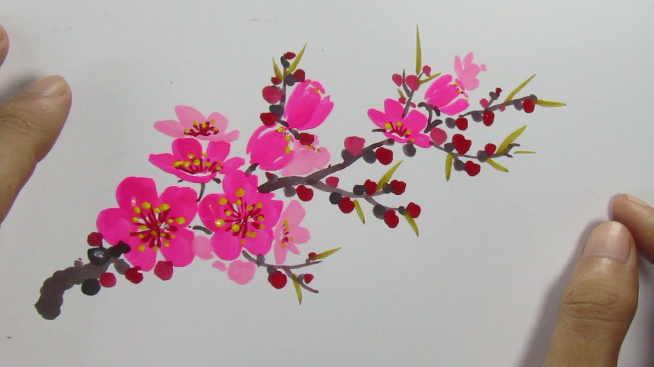 AI CŨNG VẼ ĐƯỢC | VẼ HOA ĐÀO ĐƠN GIẢN