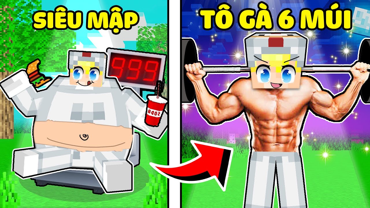 TÔ GÀ THỬ THÁCH 24H TỪ SIÊU MẬP Ú TRỞ THÀNH TÔ GÀ ĐẸP TRAI 6 MÚI SIÊU ĐÔ TRONG MINECRAFT