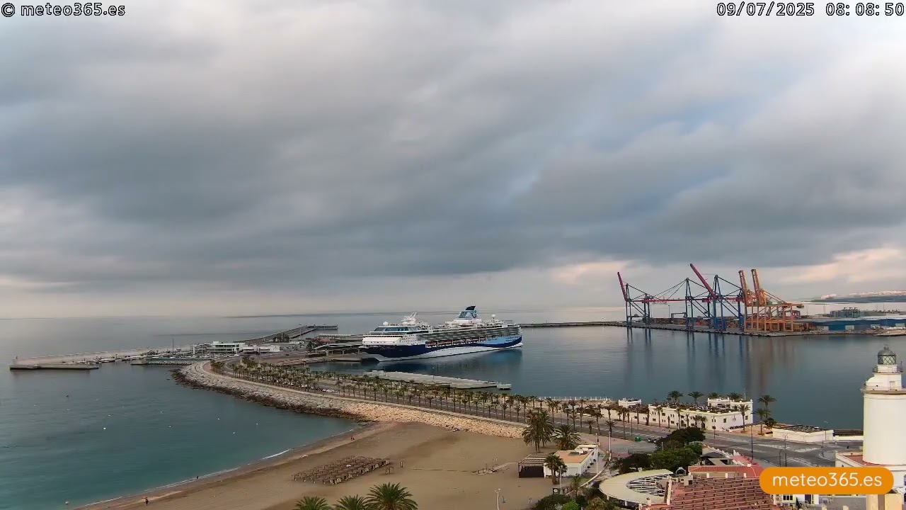 TIME LAPSE: Marella Voyager atraca en el Puerto de Málaga - 09/07/2025 - WEBCAM meteorológica