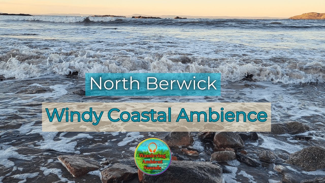 North Berwick Beach Walk – Windy Day, Strong Waves & Low Tide Ambience