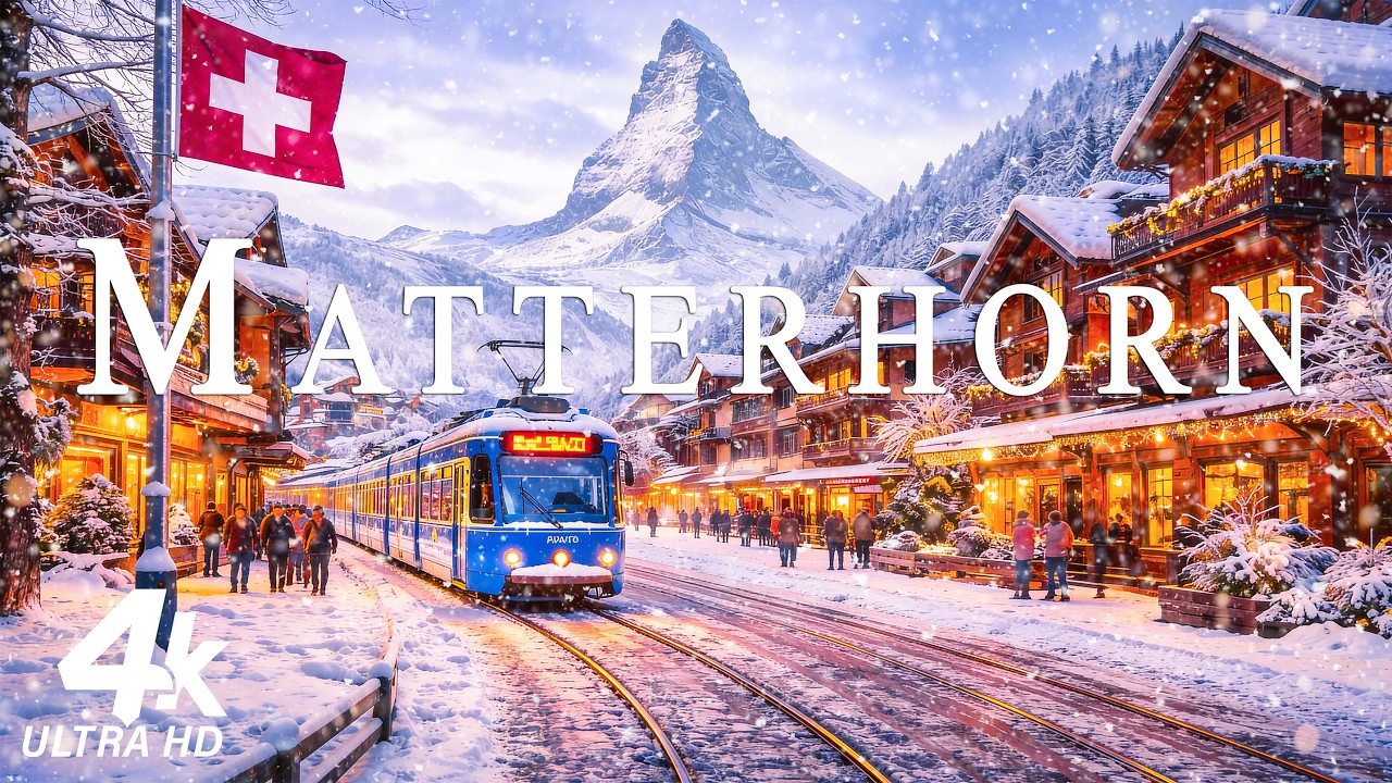 Зимняя сказка на Маттерхорне 4K ❄️ Заснеженные вершины, ледяные ледники