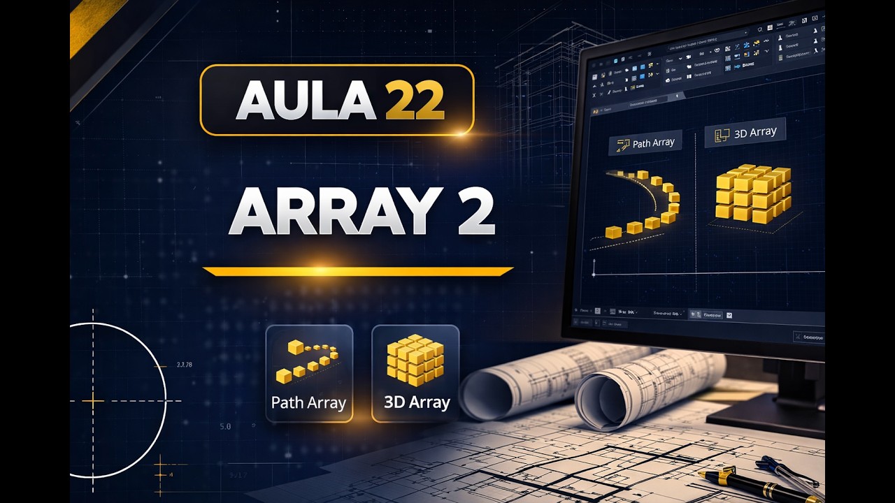 Aula 22 - Aplica&ccedil;&atilde;o do comando Array + exerc&iacute;cios de revis&atilde;o. Curso completo de AutoCad 2018