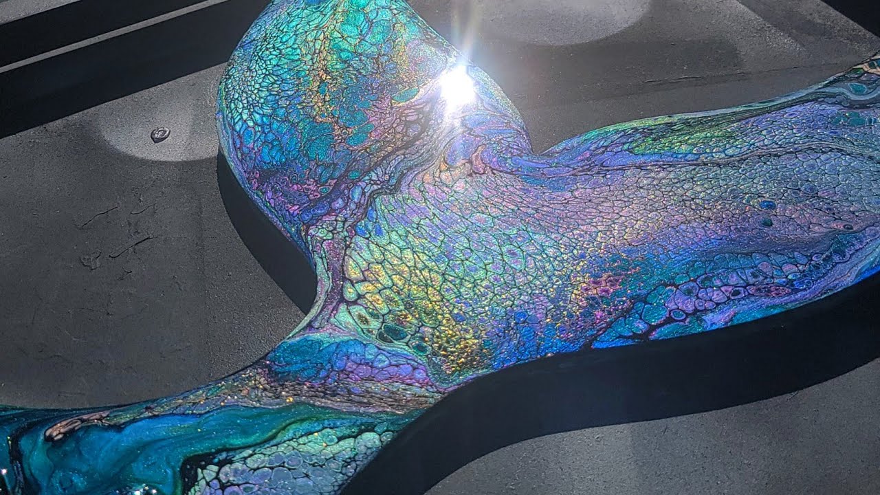 A Real Mermaid Swipe! 🧜‍♀️ STUNNING Black Opal Effects! Next Level Acrylic Pouring!