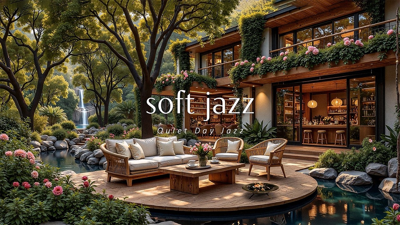 Soft Serenity Jazz in Soothing Forest Retreat | Smooth Jazz with Fireplace, Nature Sounds for Relax