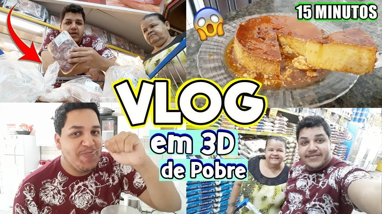 FAZENDO COMPRAS EM 3D DE POBRE + MELHOR PUDIM DE DOCE DE LEITE DO MUNDO - EM 15 MINUTOS