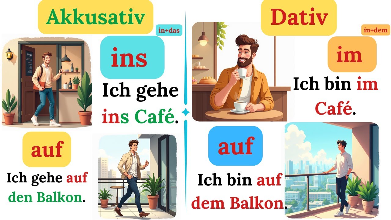 Lerne Deutsch mit wichtigen Präpositionen: Akkusativ & Dativ im Alltag 🗣️