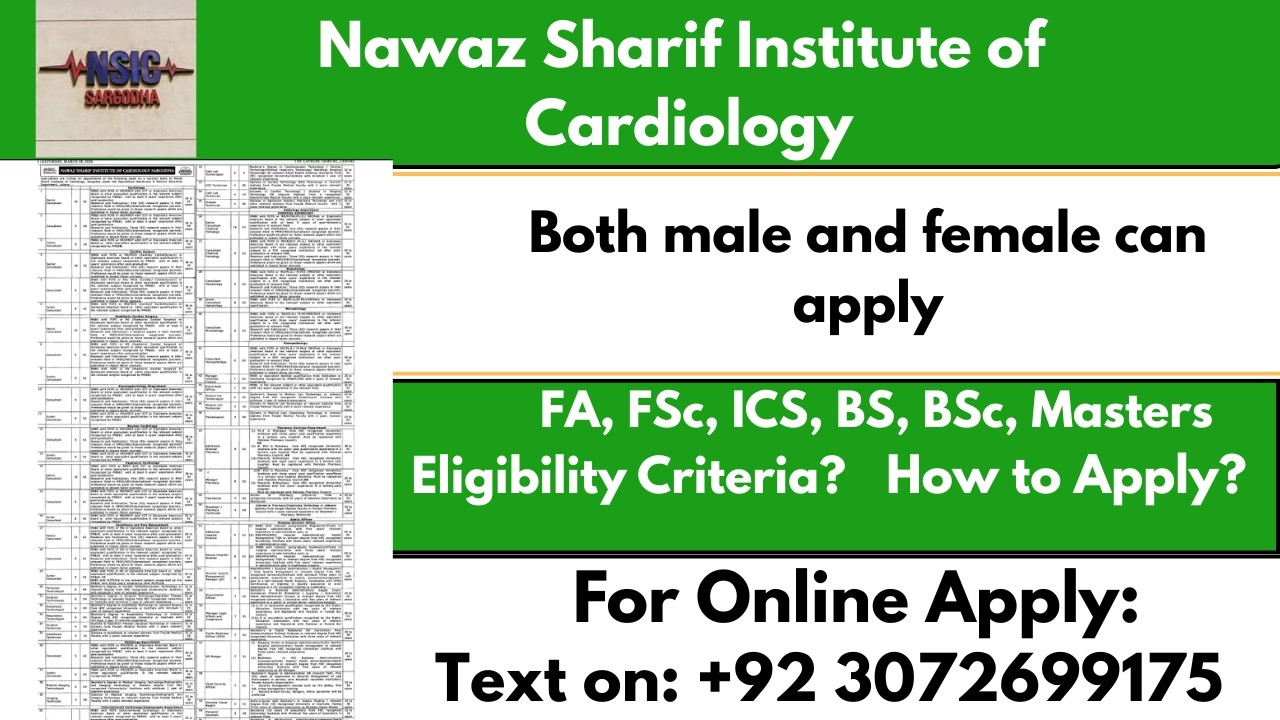 Nawaz Sharif Institute of Cardiology Sargodha Jobs 2026 | NSIC Jobs Apply 2026