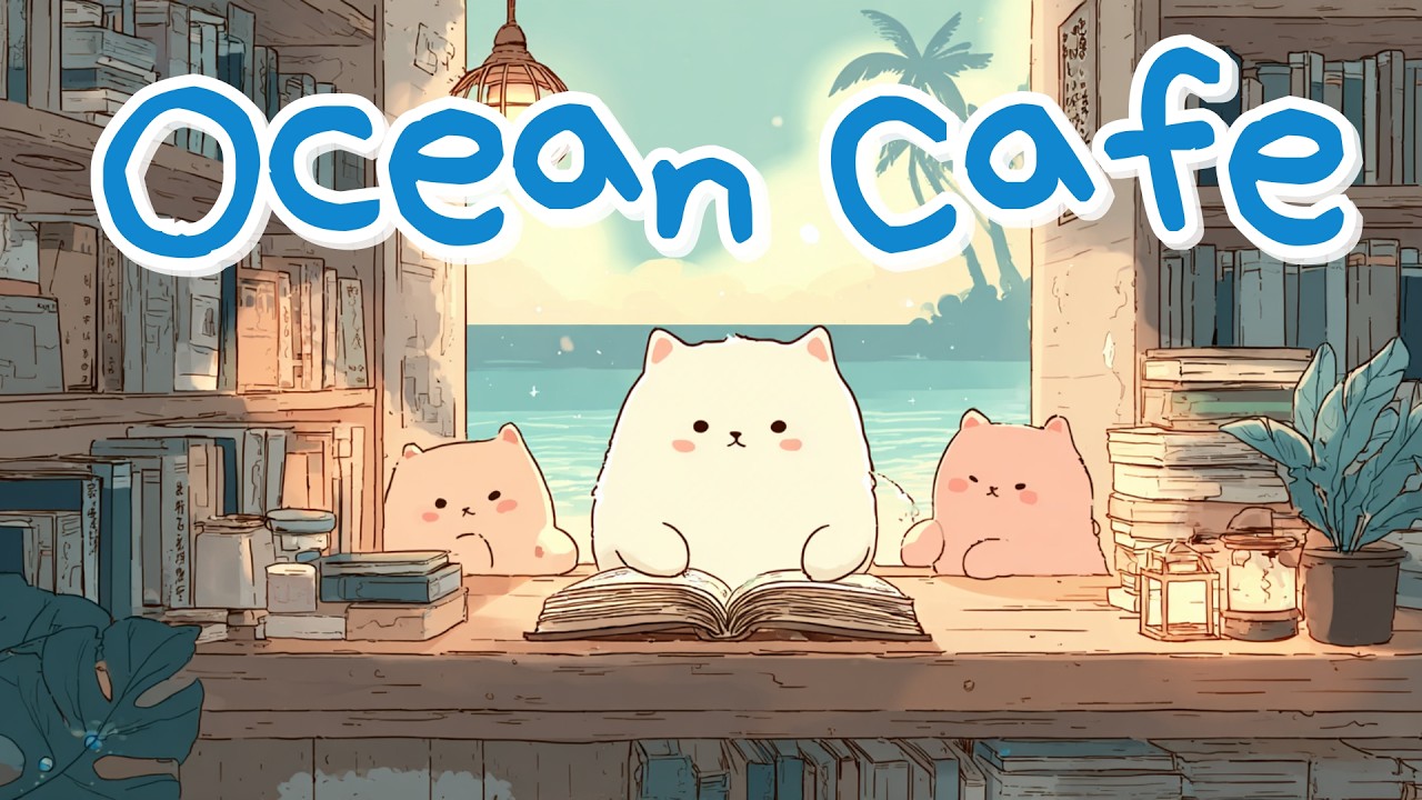 Ocean View Study Lofi 🌊🐱 | Calm Focus Music ☕📚 | 1 Hour Study With Me