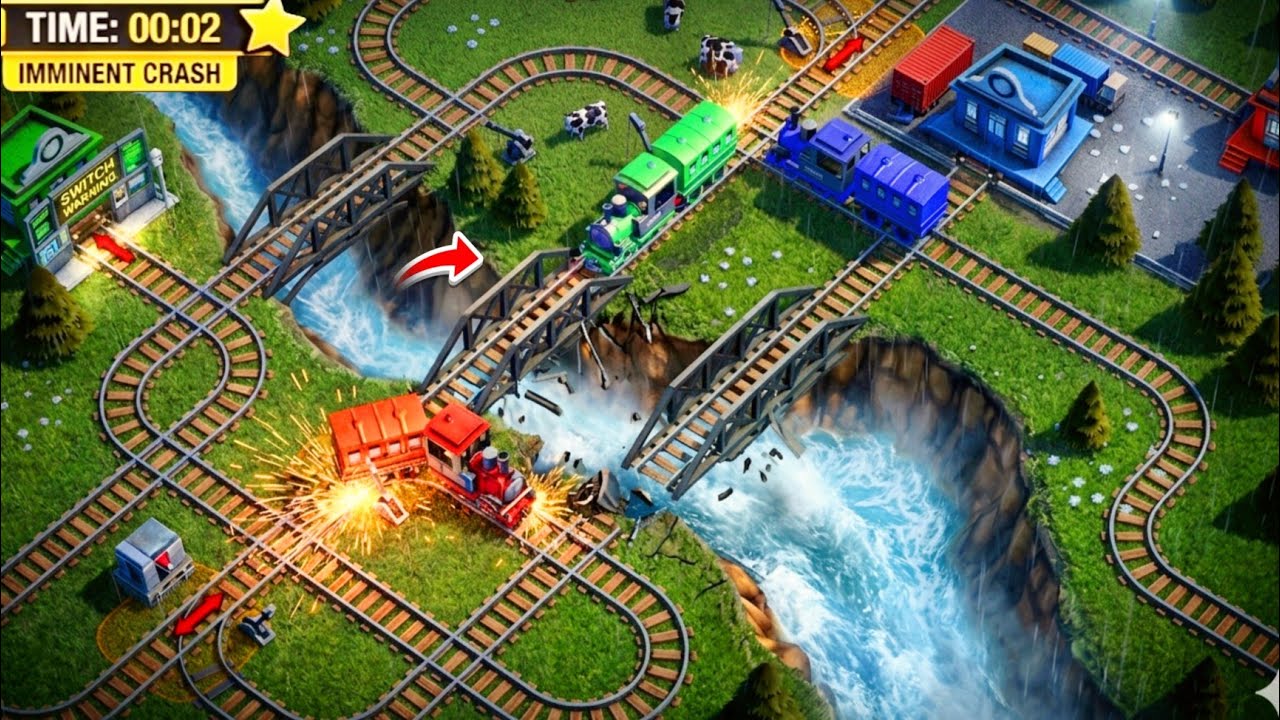 Controlling Multiple Trains Without Crash | Hard Puzzle Railway Challenge | Train Crisis Gameplay 