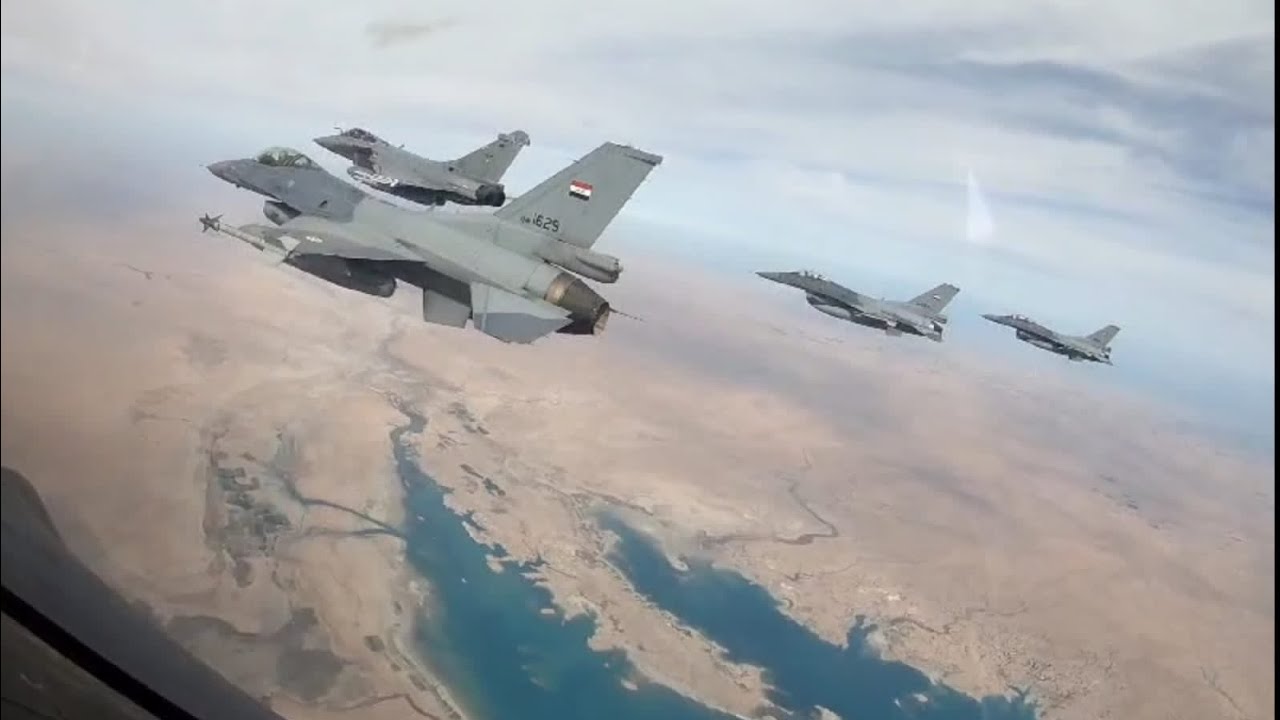 تمرين جوي مشترك بين طائرات F16 العراقية وطائرات الرافال Rafale التابعة لسلاح الجو الفرنسي