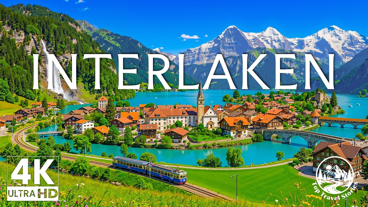 Interlaken 4K – Heart of the Swiss Alps, Turquoise Lakes & Alpine Valley Views