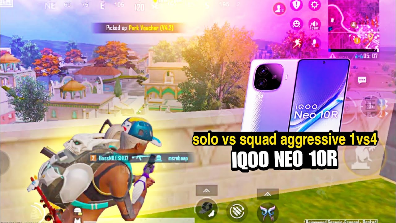 solo 🆚 squad aggressive 1vs4 clutches 💥 iQOO Neo 10R 