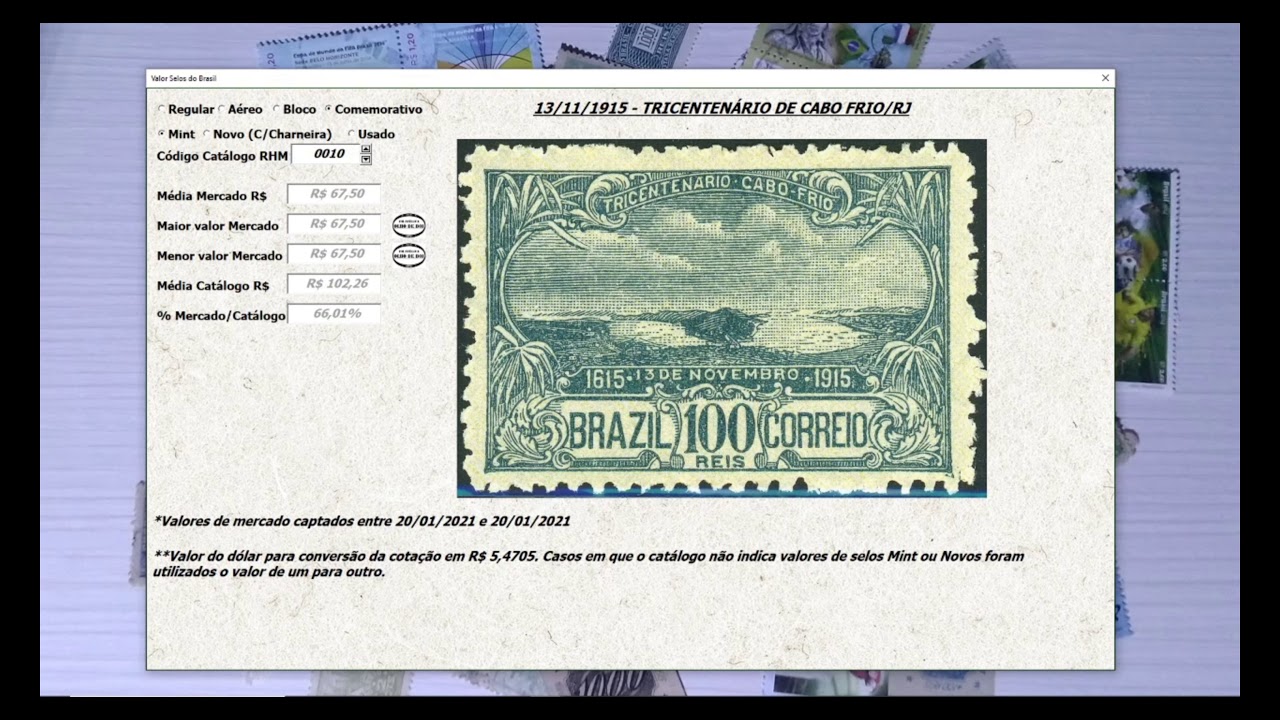 Valor de Mercado Selos Comemorativos do Brasil 1900 até 1930 (C0001 C0026)