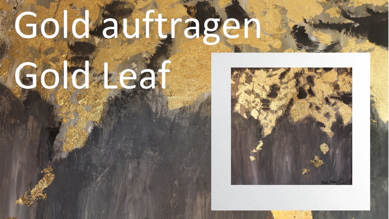 Acrylic painting -  Goldflocken oder Blätter auftragen - How to use gold leaf - tutorial - demo