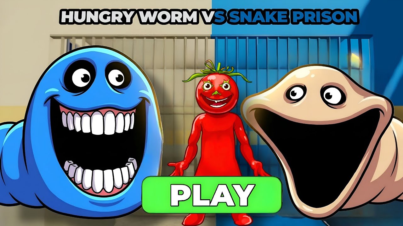 HUNGRY WORM VS HUNGRY SNAKE PRISON RUN! (OBBY) - Hungry Tomato Escapes Hungry Prison! | Goat Gaming