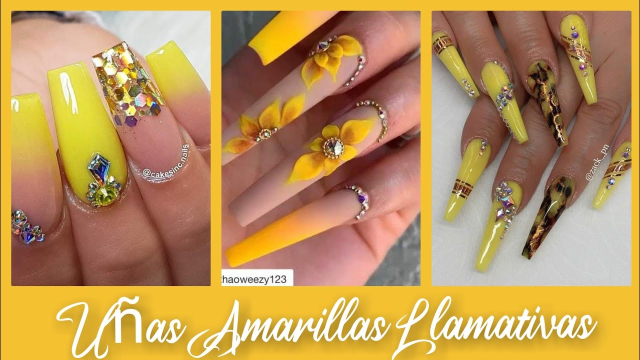 DISEÑOS DE UÑAS AMARILLAS 🌼LLAMATIVAS/ NALIS 2021/TRENDS NAIL ACRYLIC