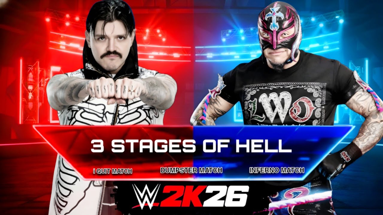 WWE 2K26 - 3 Stages of Hell Match | Rey Mysterio VS Dominik Mysterio | Gameplay (Launch Day)