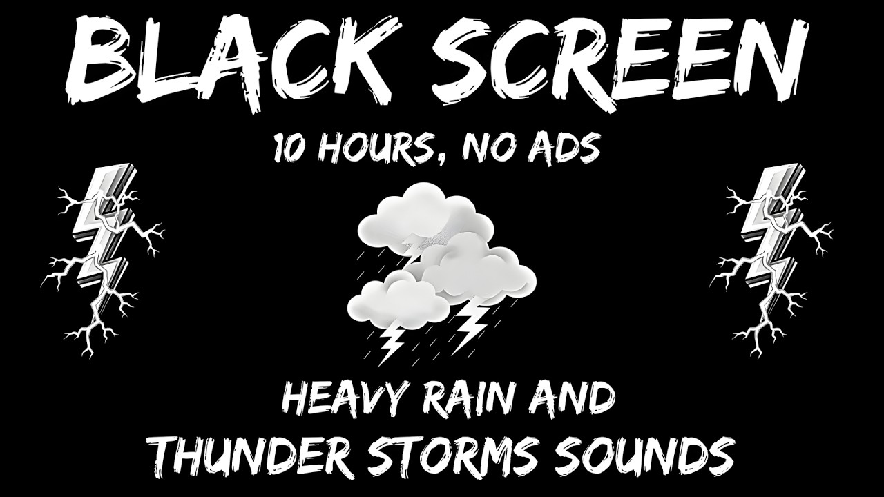 💤 Heavy Rain and Thunder Sounds for Sleeping - Black Screen | Deep Sleep & Insomnia Live 💤