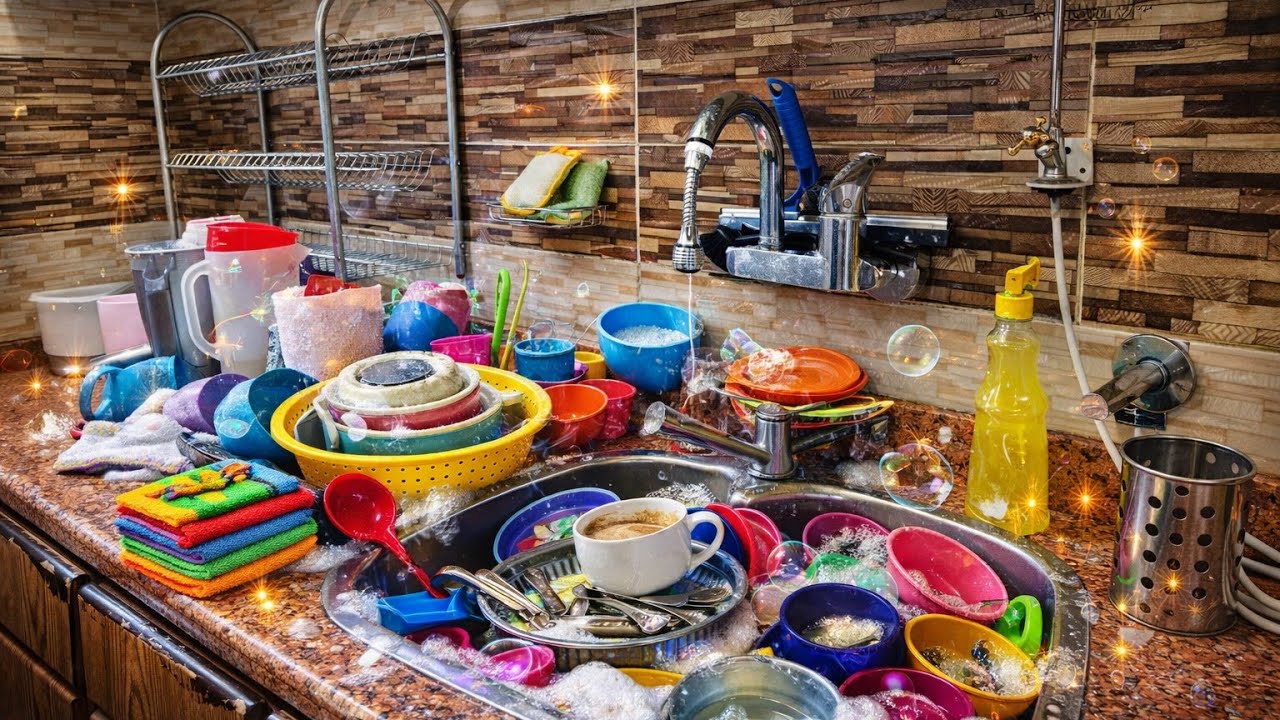 ASMR washing dishes | Real Kitchen Cleaning Routine