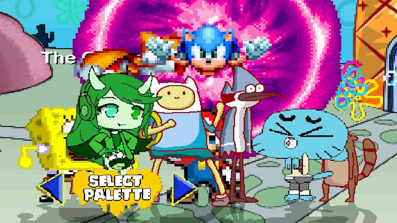 The GachaTuber SpongeBob Finn & Jake Sonic Mania Vs Gumball Rigby Mordecai Super Better Mario