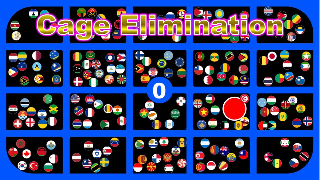 Cage Elimination ~200 countries marble race~ in Algodoo | Marble Factory