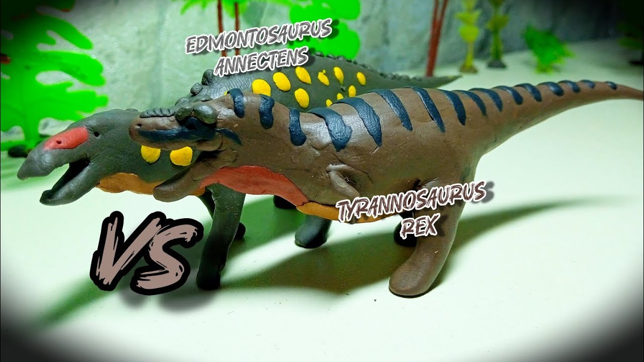 Edmontosaurus vs Tyrannosaurus Rex / Clay motion fight .