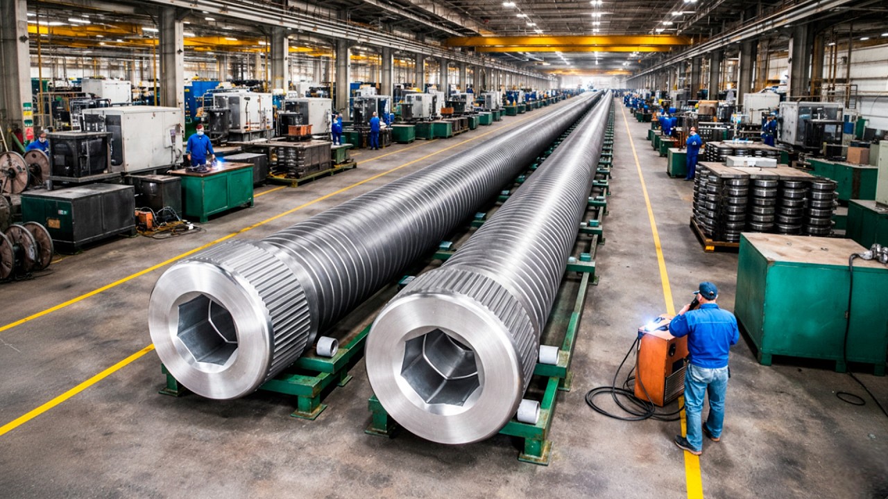 How HUGE Hex Bolts and Nuts Are Made Inside Massive Manufacturing Factory