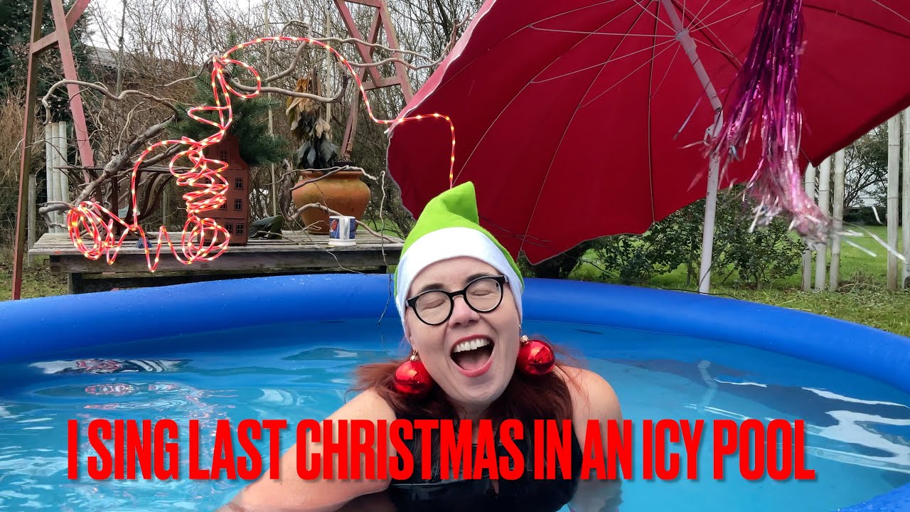 I sing Last Christmas by George Michael/Wham in an icy/freezing pool/ Christmas cold water swimming