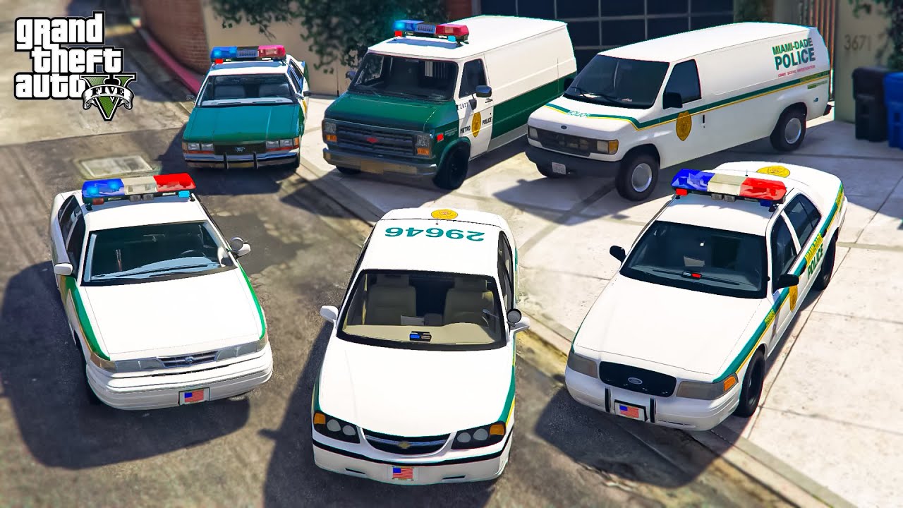 GTA V - Franklin Steal Miami Dade Police Department Vehicles in GTA V! | (GTA V roleplay)