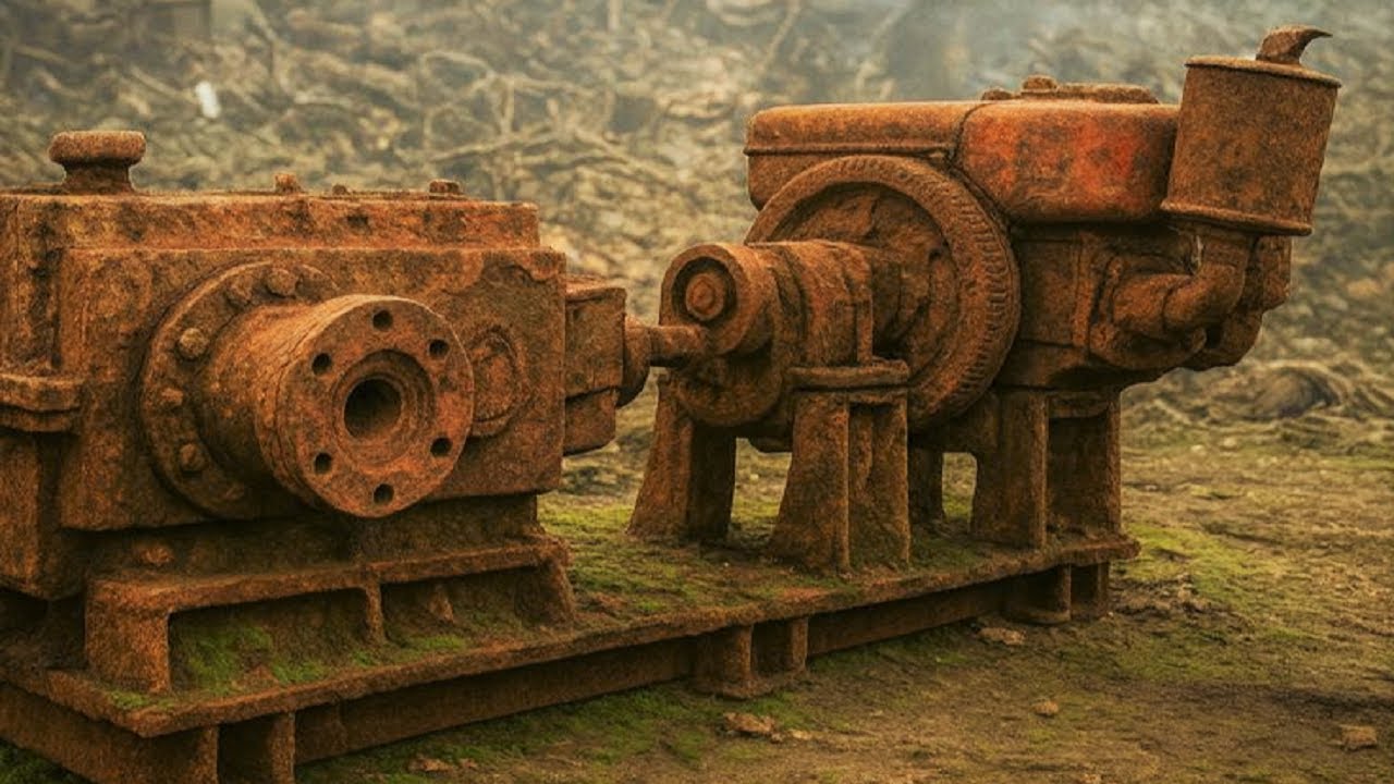 Restoring A Colossal Diesel Powered Winch Severely Damaged By Heavy Rust After Years Of Abandonment
