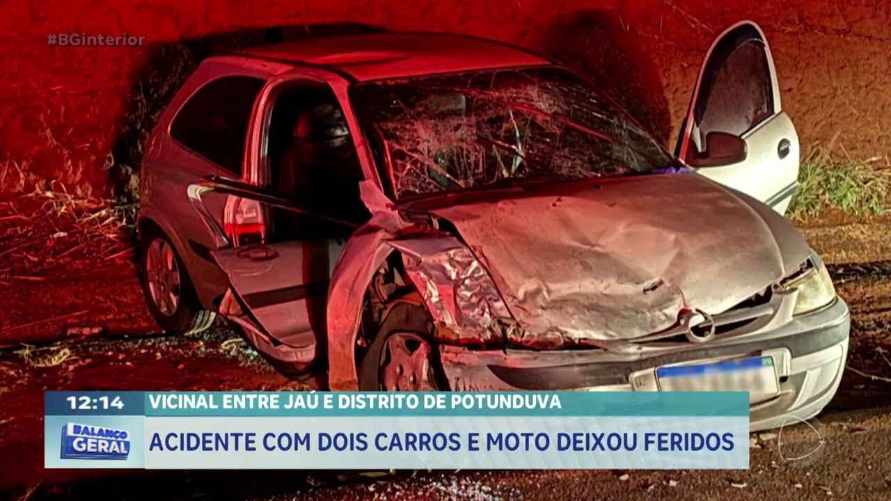 Vicinal entre Ja&uacute; e Distrito de Potunduva: acidente com dois carros e moto deixou feridos