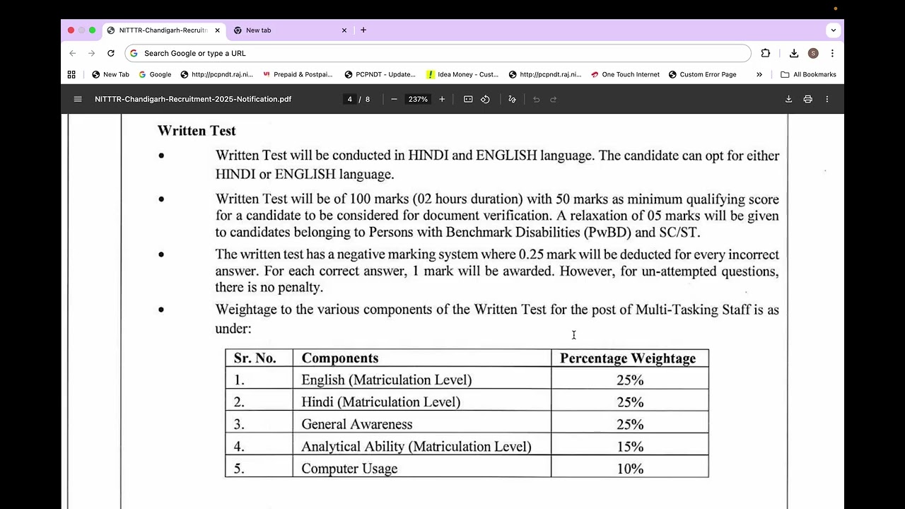 NITTTR Chandigarh Vacancy 2025 | Govt Job with Less Maths Weightage | Apply Now