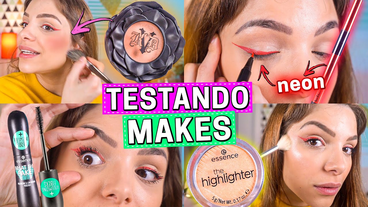 TESTANDO MAKES NOVAS | DELINEADOR METALICO, BLUSH MAIS LINDO DO MUNDO...