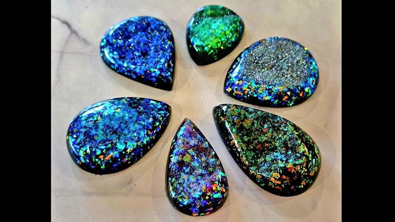 #1487 Gorgeous Iridescent Resin Druzy Crystal Pendants