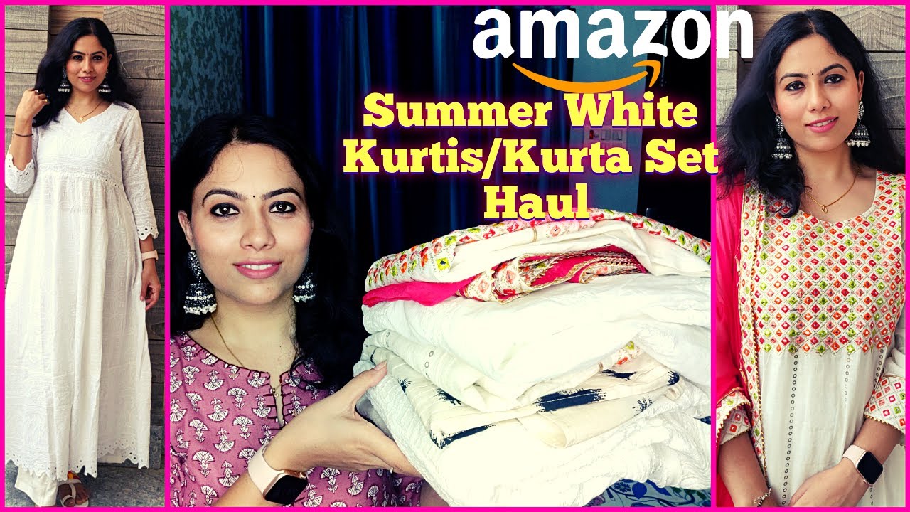 Amazon White Kurti/Kurta Set Haul | White Kurtis For Summer|Chikankari,Embroidered Kurti| Kurti 2022