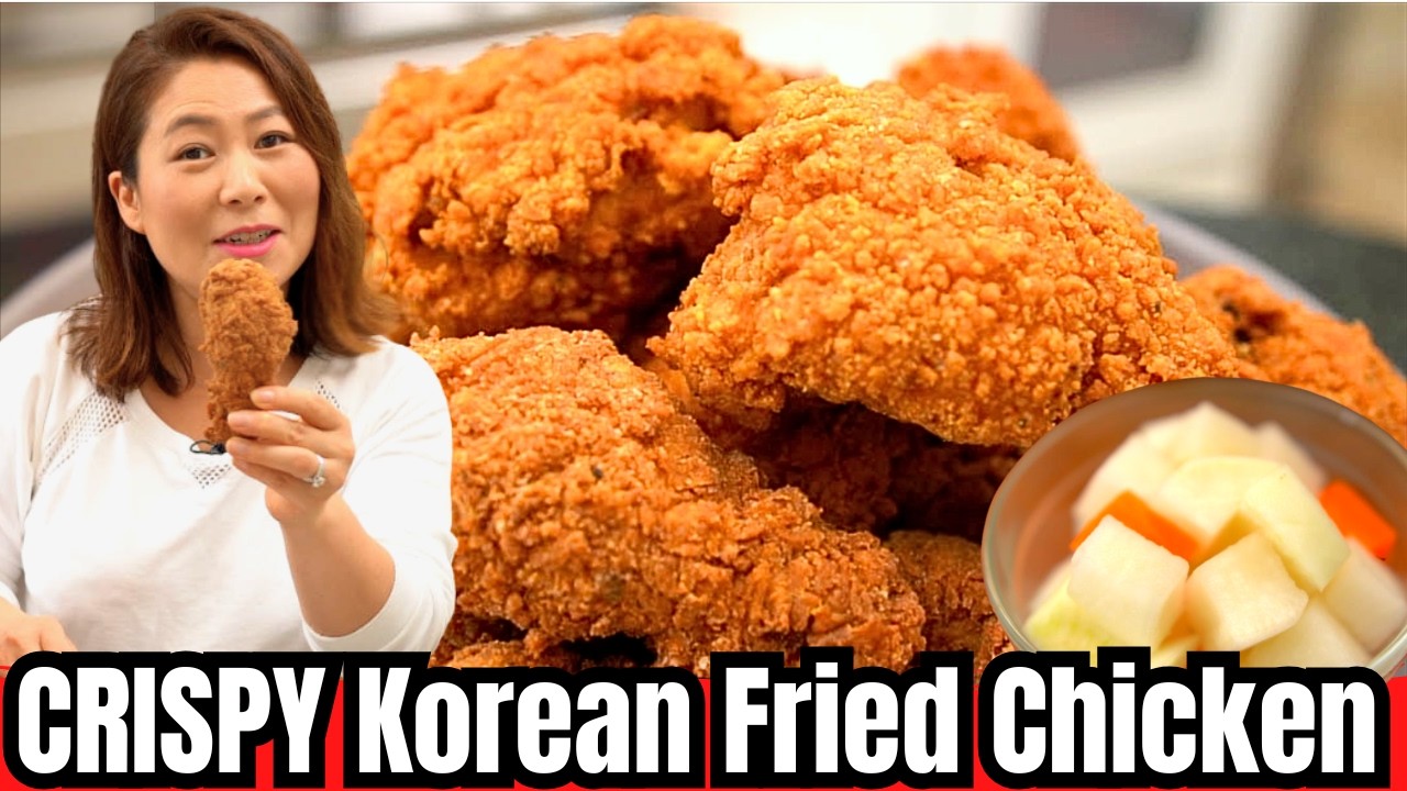 The MOST DELICIOUS CRISPY Korean Fried Chicken Recipe + Pickled Radish 🇰🇷🍗 후라이드치킨