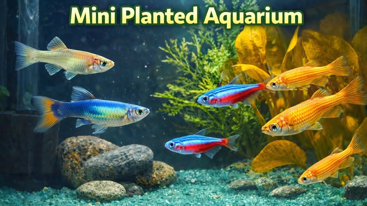 Tiny Jungle, Big Calm — Mini Planted Aquarium 🌿| Neon Tetra , Zebra Danio , Guppy Tank Setup |     