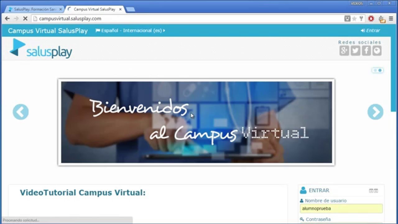 VIDEOTUTORIAL CAMPUS VIRTUAL DE SALUSPLAY (VERSI&Oacute;N 3.0)
