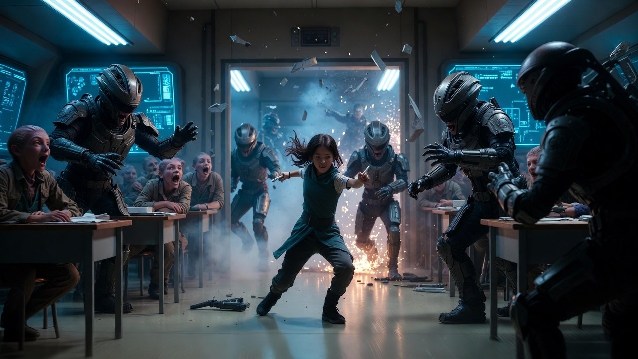 Alien Army Assaults Class — The Human Girl Kills Them With a Pen in 5 Seconds Sci-Fi HFY Stories