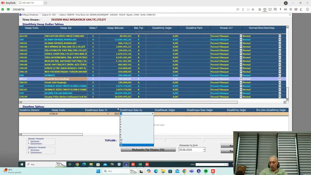 ZİRVE PROGRAMINDA GEÇİCİ VERGİ ENFLASYON DÜZELTMESİ