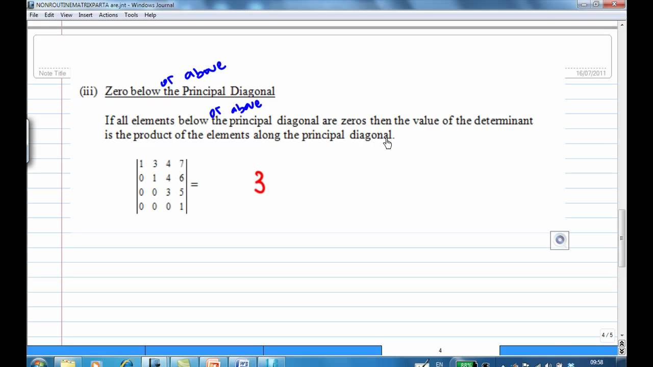 Q2b Determinant of triangular matrix without expansion