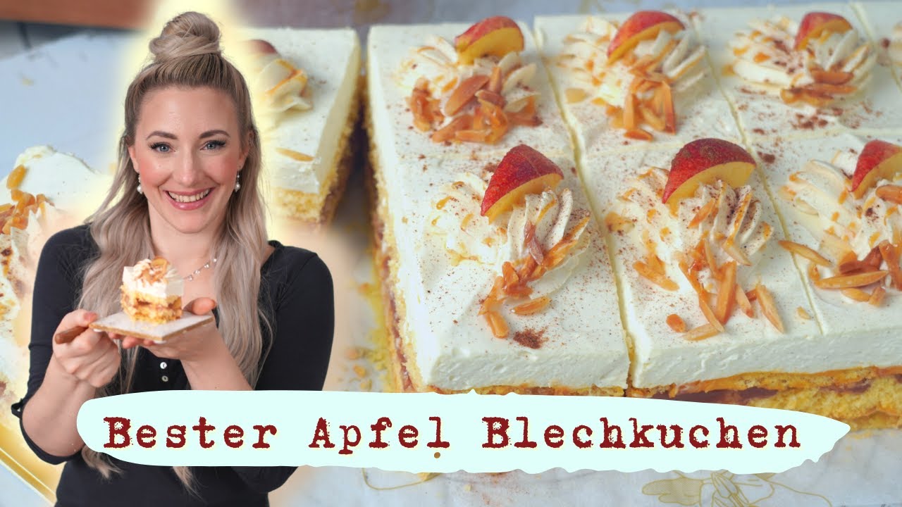 APFELKUCHEN VOM BLECH - Apfelschnitten mit Joghurtcreme - TOP APFELREZEPT ⚠️🍎