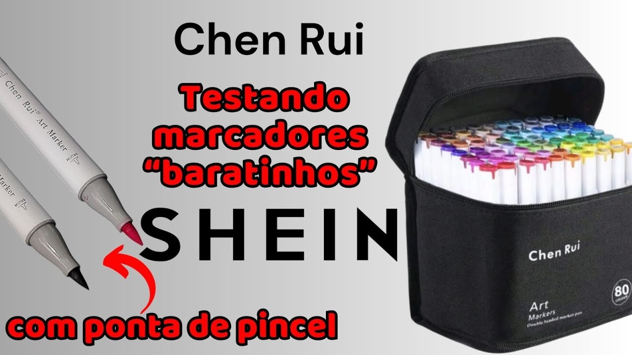 TESTANDO marcadores Baratinhos da SHEIN - Chen Rui - 80 cores! PONTA DE PINCEL!