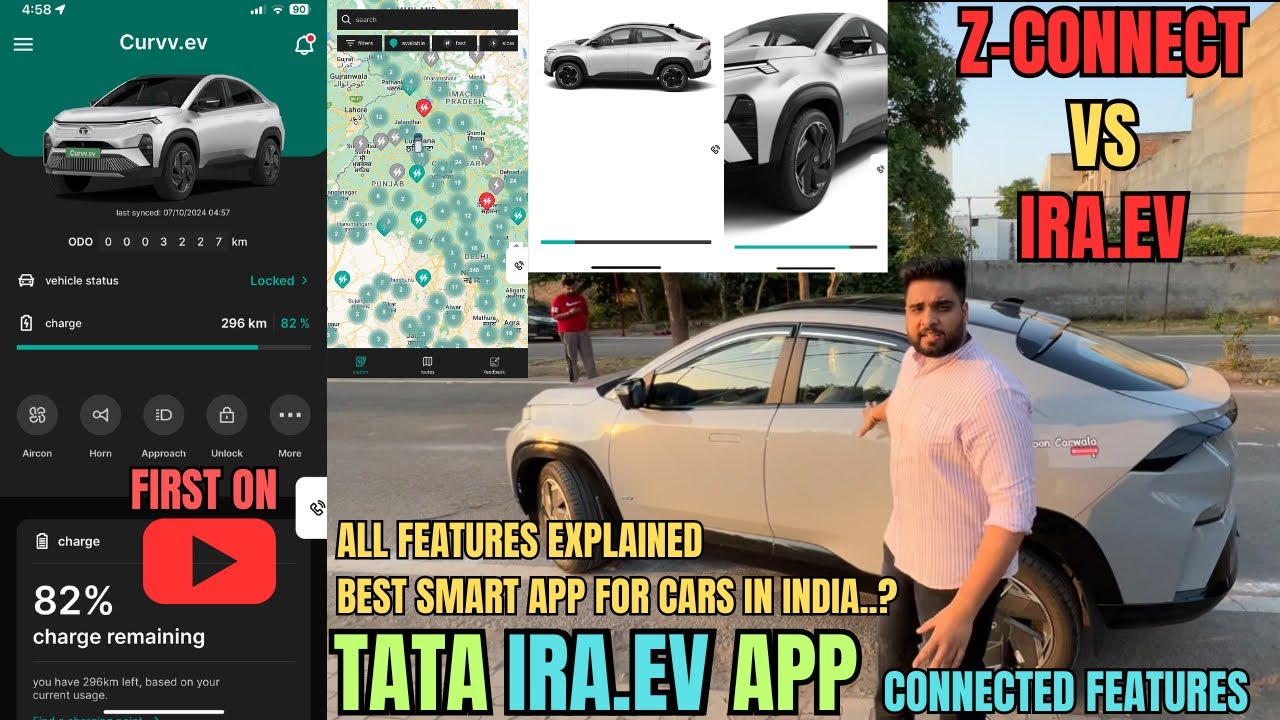 TATA CURVV EV CONNECTED CAR FEATURES TATA iRA.EV smart app all features explained | iRA vs ZConnect